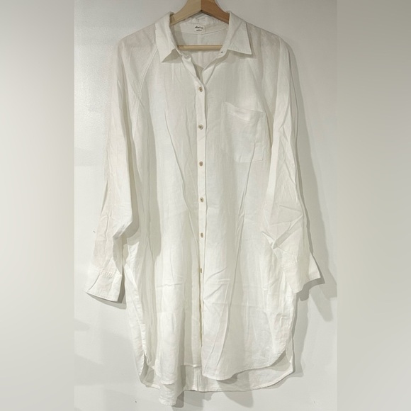 NEW Aritzia Linen Boyfriend Button-Up Dress Wilfred Free White S - Picture 5 of 8